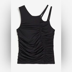 H&M Women’s Gathered Asymmetric Black Y2K Sleeveless Top  Size: Medium